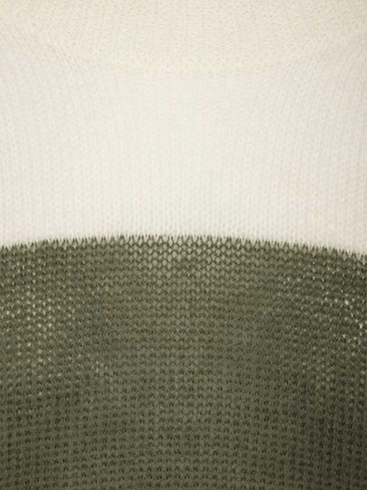 Tofarvet Månestråle Mohair strik i Army - Sand 0 Månestråle