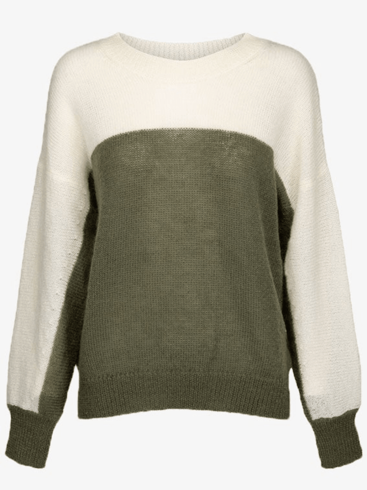 Tofarvet Månestråle Mohair strik i Army - Sand 0 Månestråle