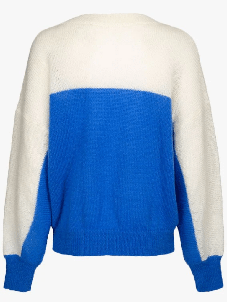 Tofarvet Månestråle Mohair strik Kobolt / Sand 0 Månestråle